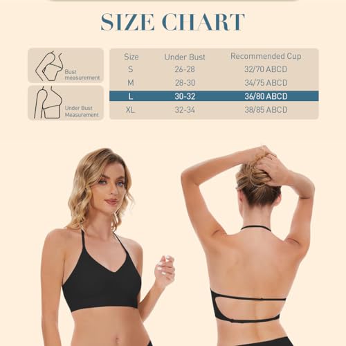 PALAY® Women's Low Back Seamless Bras Backless Multiway Convertible Adjustable Strap Halter Lifting Bra Spaghetti Strap Wire-Free with Padded Removeable, L PALAY® Women's Low Back Seamless Bras Backless Multiway Convertible Adjustable Strap Halter Lifting Bra Spaghetti Strap Wire-Free with Padded Removeable, L